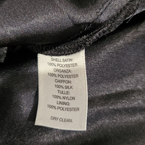 White House Black Market Strapless Silk And Chiffon Black Tiered Dress. Size 12. - Picture 8 of 8